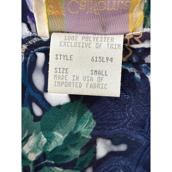 Vintage California Dynasty Slip Nightgown Lace Sheer Burnout Floral Blue Size S - Picture 7 of 7